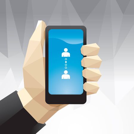 hand hold mobile Geometric Design  / can be used for infographics / graphic or website layout vectorのイラスト素材