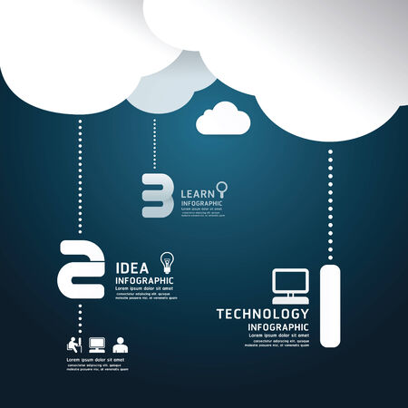 Infographic technology cloud paper cut style  template concept.vector illustrationのイラスト素材
