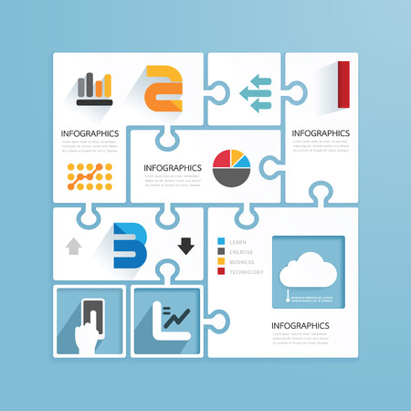 Modern Design Minimal style infographic paper jigsaw template.can be used for infographics .graphic or website layout vectorのイラスト素材