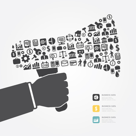 Elements are small icons Finance make in megaphone concept  Vector illustration のイラスト素材