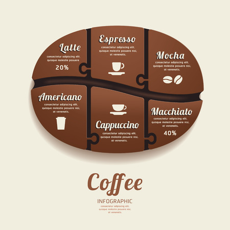 Infographic Template with Coffee Bean Jigsaw banner . concept vector illustrationのイラスト素材