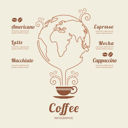 Coffee world Infographic Template  banner . concept vector illustrationのイラスト素材