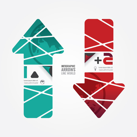 Arrows line world red and terqoice color / can be used for infographics / numbered banners / graphic or website layout vectorのイラスト素材