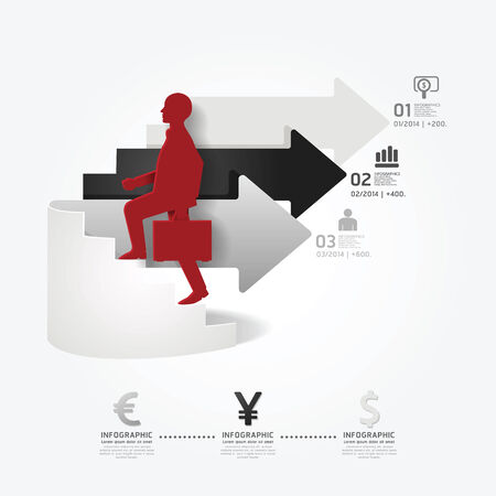 businessman up the Arrow Ladder paper cut style template  / can be used for infographics graphic or website layout vectorのイラスト素材
