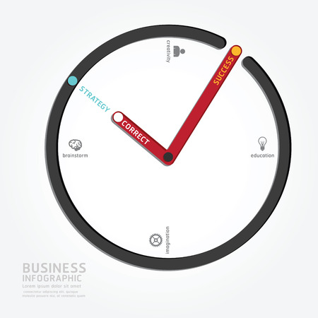 infographics clock design diagram line style template,success time concept.のイラスト素材