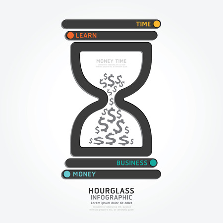 infographics vector hourglass design diagram line style template,money time concept.のイラスト素材