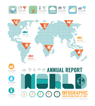 Infographic annual report world template design . concept vector illustrationのイラスト素材