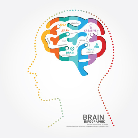 infographics vector brain design diagram point style templateのイラスト素材