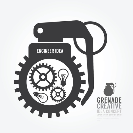 Vector gear distortion from grenade concept engine of idea.design for infographics style template.のイラスト素材