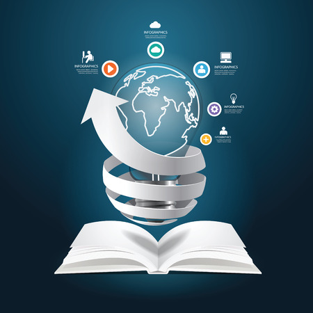 Infographic paper graph book diagram creative paper cut style  template concept.vector illustrationのイラスト素材