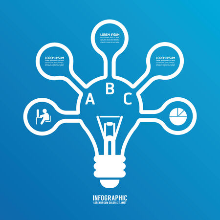 light bulb line infographics options banner.can be used for infographics / numbered banners / graphic or website layout vectorのイラスト素材
