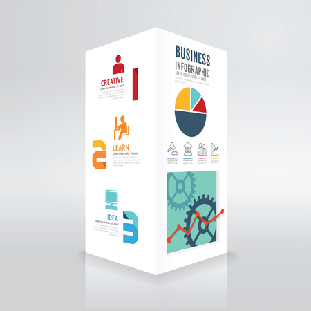 Modern box Design infographic template Minimal style / can be used for infographics / numbered banners / horizontal cutout lines / graphic or website layout vectorのイラスト素材
