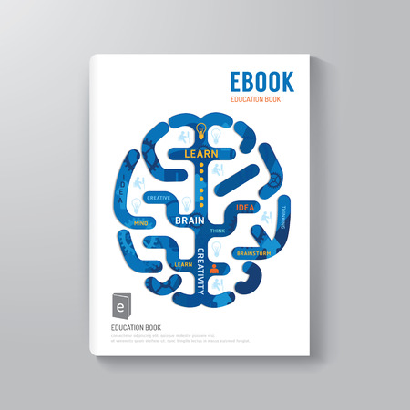 Cover Book Digital Design Brain Concept Template / can be used for E-Book Cover/ E-Magazine Cover/ vector illustrationのイラスト素材