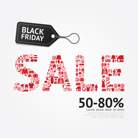 Sale Discount Icons Styled .Black Friday Advertising Price Tag Banners. Vectorのイラスト素材