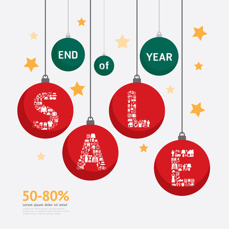 Sale Discount Icons Styled .christmas ball Advertising Tag Banners. Vectorのイラスト素材