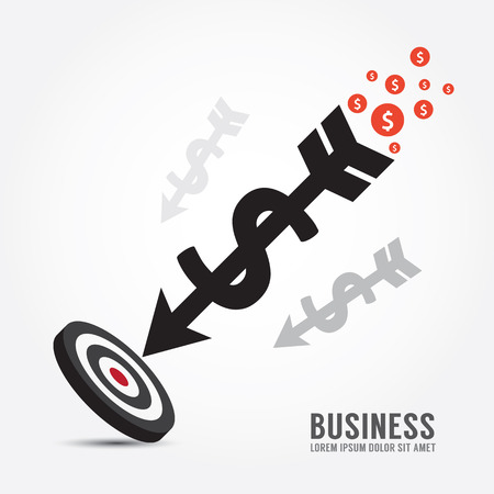 arrow money business  on target concept.のイラスト素材