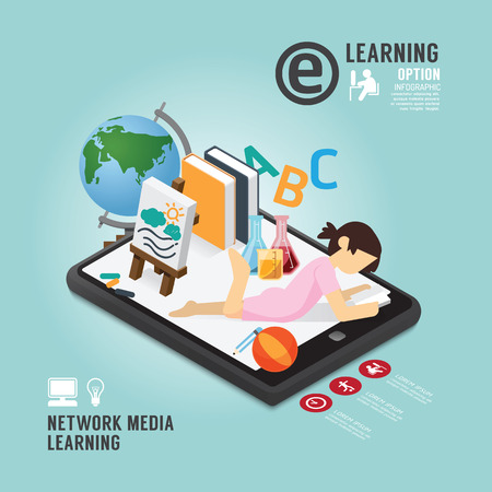 Infographic Education Media Learning Template Design . Concept Vector illustrationのイラスト素材