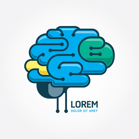 Logo brain vector template. Brain distortion concept. Abstract brain icon.のイラスト素材