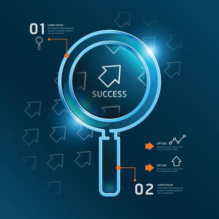 Creative Template magnifier with arrow business banner line / can be used for infographics / banners / technology concept vector illustrationのイラスト素材