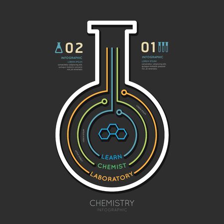 Creative template chemistry test tube banner line / can be used for infographics / banners / technology concept vector illustrationのイラスト素材