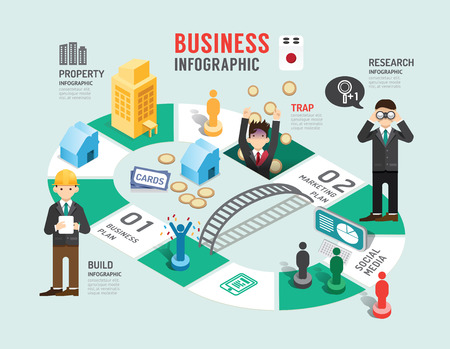 Business board game concept infographic step to successful,vector illustration