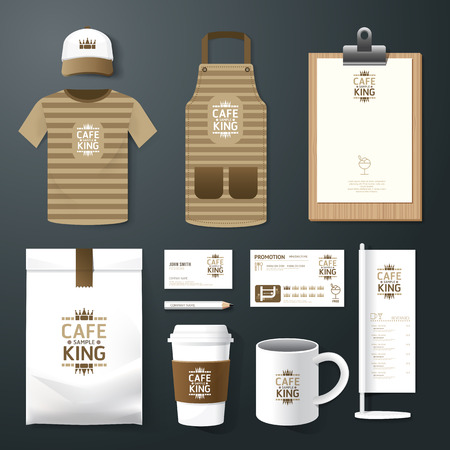 Vector restaurant cafe set flyer, menu, package, t-shirt, cap, uniform design/ layout set of corporate identity template.のイラスト素材