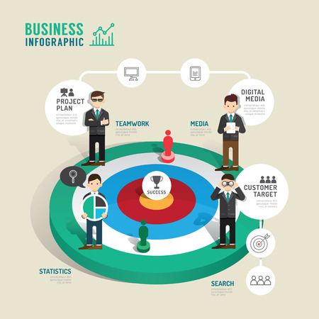 Business target board game concept infographic step to successful,vector illustrationのイラスト素材