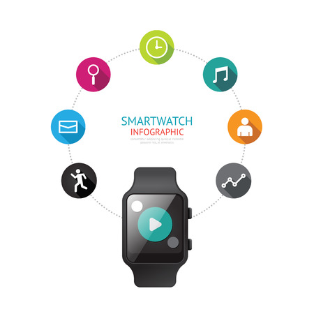 Smartwatch infographic isolated  with icons time line concept. Vector Illustration.のイラスト素材