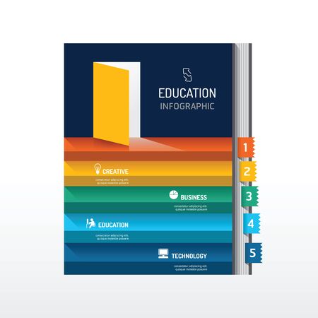 Infographic step on book shape ideaのイラスト素材