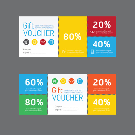 Vector gift voucher coupon template design. paper label frame modern pattern style.のイラスト素材