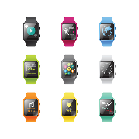 Smart watch isolated with icons full color concept.のイラスト素材