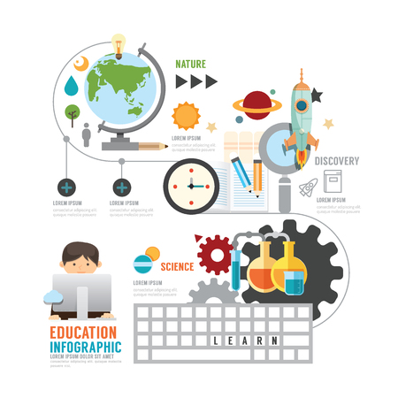 Infographic education child learning technology concept with icons vectorのイラスト素材