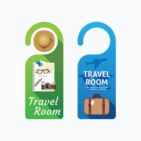 Paper door handle lock hangers concept travel room set.のイラスト素材