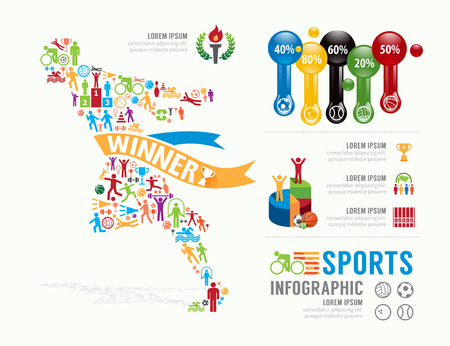 Sports Template Design Infographic . concept vector illustrationのイラスト素材