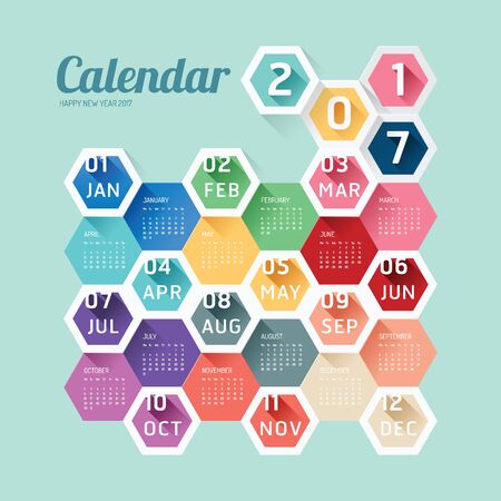 2017 Calendar Calendar Vector  Hexagon geometric Modern Design.のイラスト素材
