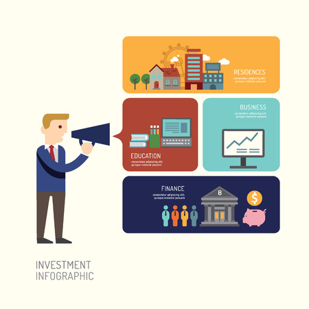 Businessman Presentation.vector illustration Infographic design and marketing investment with flat icons. can be used for workflow layout, diagram, annual report.のイラスト素材
