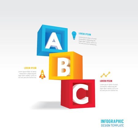 Infographic education box step concept design template. Vector illustrationのイラスト素材