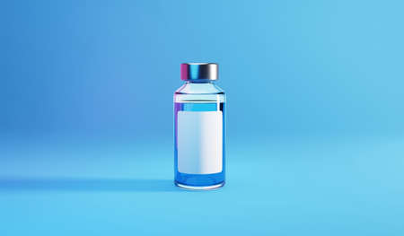 Bottle vial of Covid-19 vaccine. 3D render illustration.