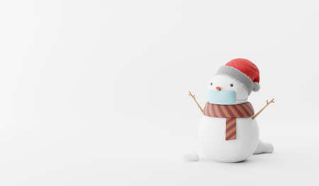 Cartoon 3d render of Snowman on background.