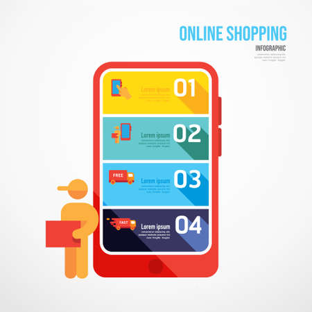 online shopping jigsaw banner. Concept Design infographic Template vector illustrationのイラスト素材