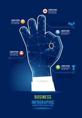Infographics success hand business Concept Design options banner. Vector illustration.のイラスト素材