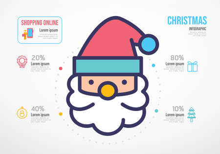 Santa Claus Christmas Shopping resources infographic. Business concept. Vector illustration.のイラスト素材