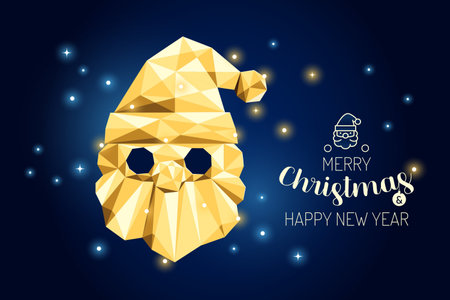 Wireframe Merry Christmas Santa luxury gold geometry Concept Design.Vector illustration.のイラスト素材
