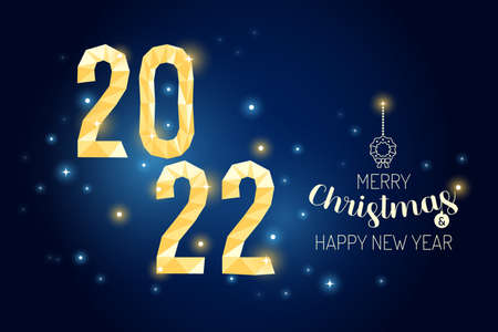 Wireframe Merry Christmas 2022 luxury gold geometry Concept Design.Vector illustration.のイラスト素材
