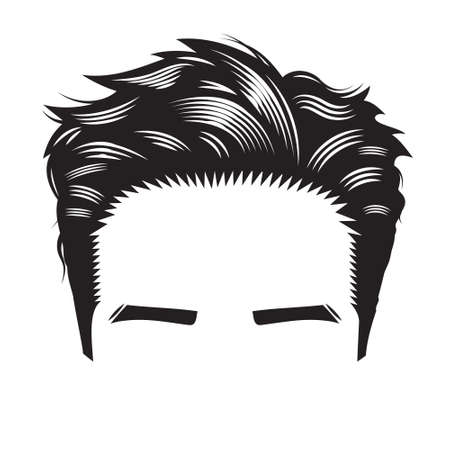 Man face with vintage hairstyles Undercut vector line art illustration.のイラスト素材