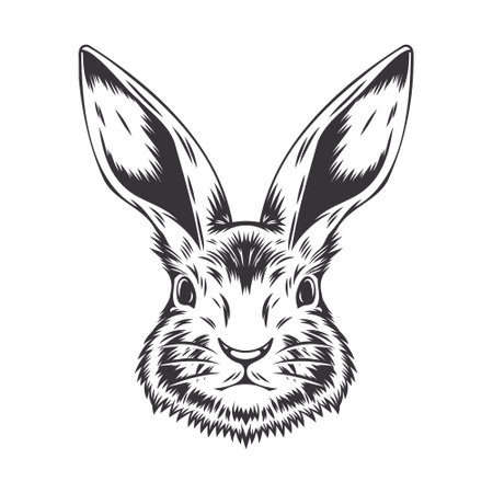 Rabbit line art. vintage. Bunny tattoo or easter event print design vector illustration.のイラスト素材
