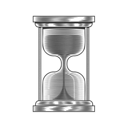 Hourglass Hand drawn / sandglass timer or clock line art vintage design vector illustration.