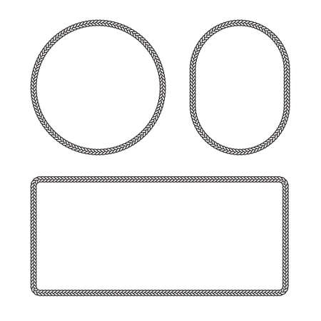 rope boarder circle pattern frame vector illustration setのイラスト素材
