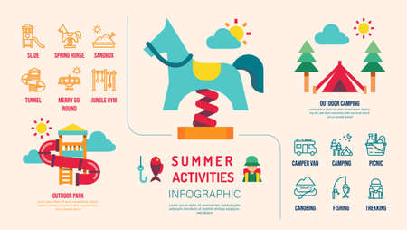 Summer activities infographic design template. design Vector.のイラスト素材