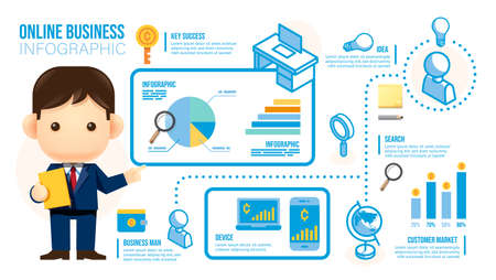 online business infographic icon. businessman presentation world business graph. vectorのイラスト素材